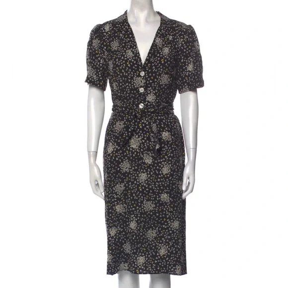 white christmas dresses Midi dress with navy floral print main image 0